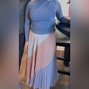 WD.NY Blue and Pink A-Line Pleated Skirt